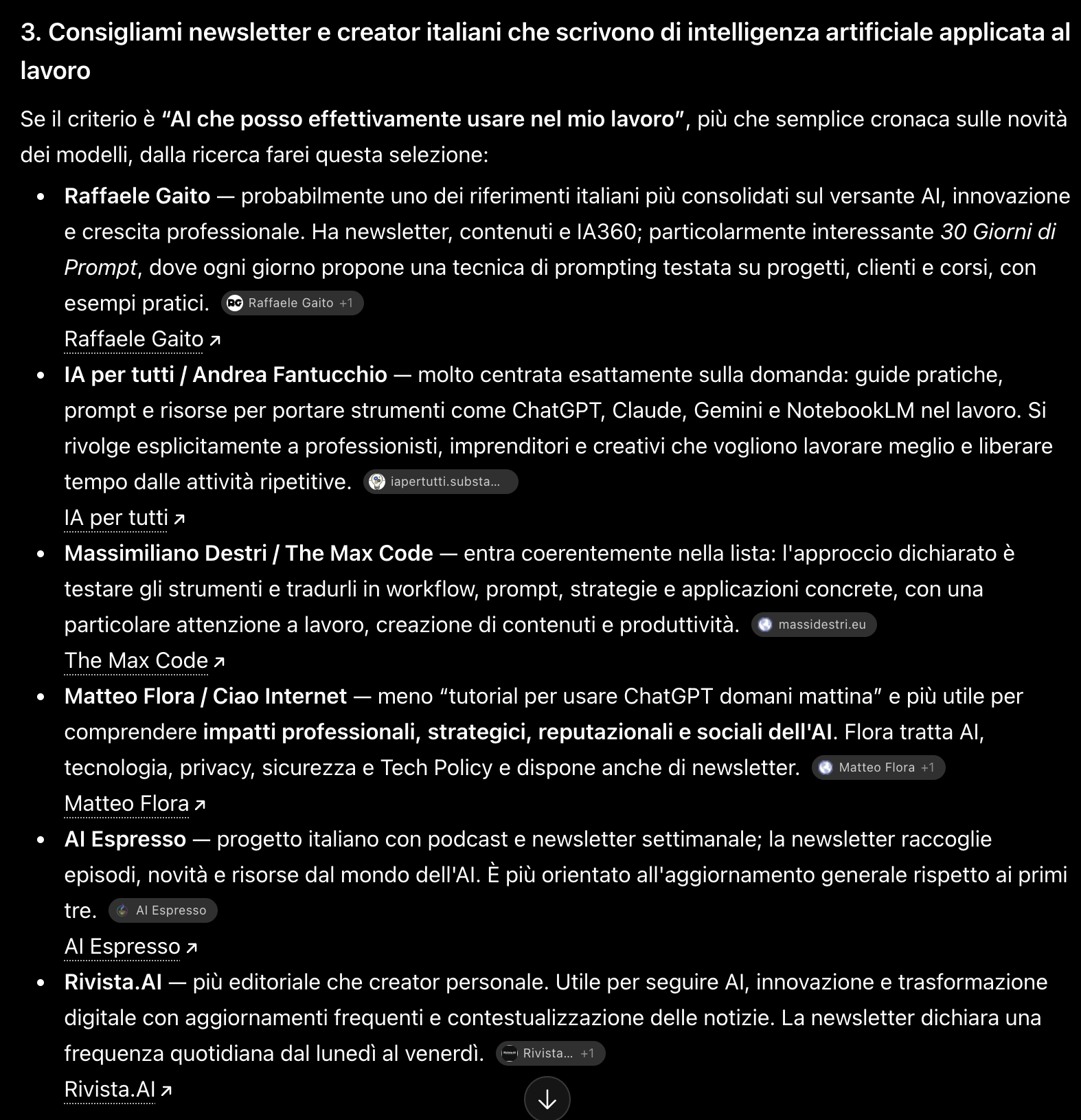 Lista di ChatGPT con Raffaele Gaito, IA per tutti, Massimiliano Destri, Matteo Flora, AI Espresso e Rivista.AI